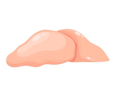 Tavuk eti, kızarmış kümes hayvanları, pişmiş akşam yemeği, tavuk göğsü pişirme, beyaz renkte izole edilmiş, tasarım, düz çizim..