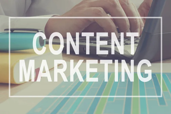 Content Marketing Konzept Vermarkter Werk — Stockfoto