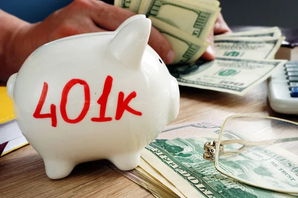 401K Piggy Bank Savings Retirement — Stock Photo, Image