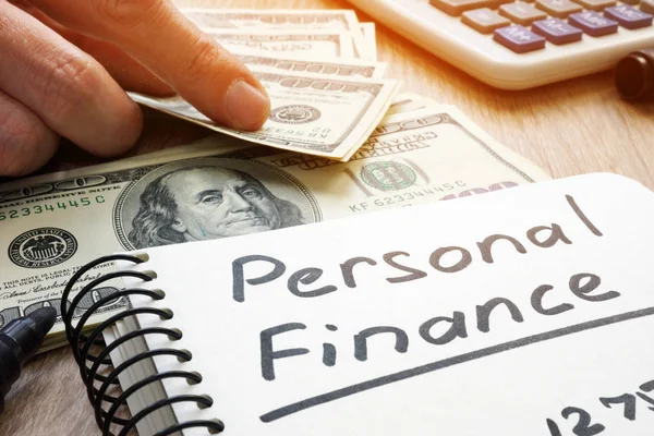 Finanças Pessoais Escrito Uma Nota Dinheiro — Fotografia de Stock