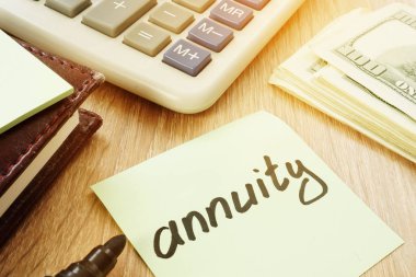 Annuity sign and calculator. Money for savings. clipart