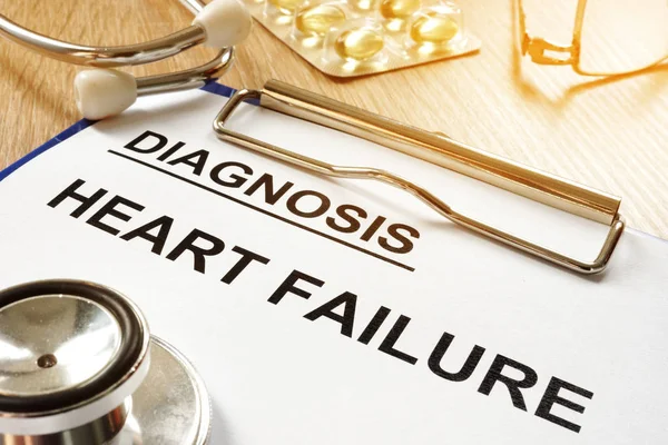 Heart Failure Diagnosis Clipboard Stethoscope — Stock Photo, Image