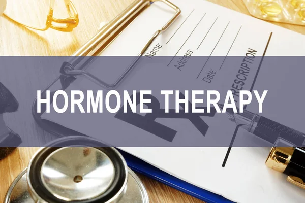 Concepto Terapia Hormonal Formulario Prescripción Vasos Estetoscopio —  Fotos de Stock