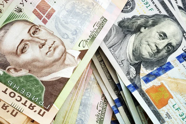 ウクライナ Hryvna と米ドル 外貨両替 — ストック写真