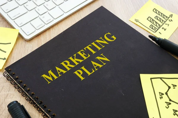 Plan Marketing Teclado Escritorio — Foto de Stock
