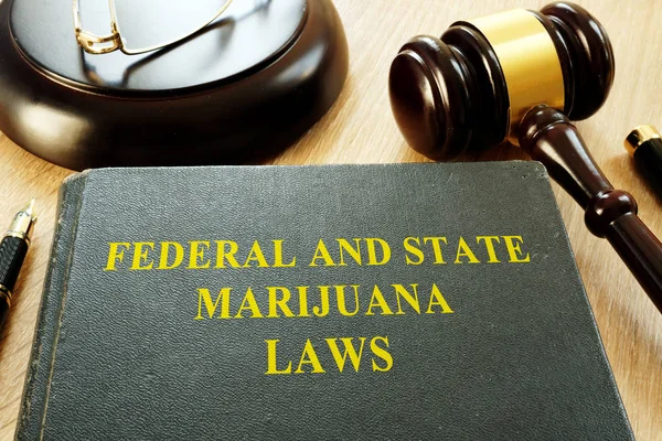 Ομοσπονδιακούς Και Πολιτειακούς Νόμους Μαριχουάνα Και Σφυρί Ένα Δικαστήριο — Φωτογραφία Αρχείου