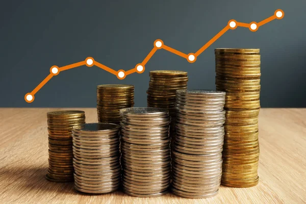 Servet büyüme. Paralar artış ve mali grafik. İş başarı.