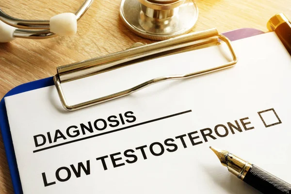 Diagnosi Basso Testosterone Penna Una Scrivania — Foto Stock