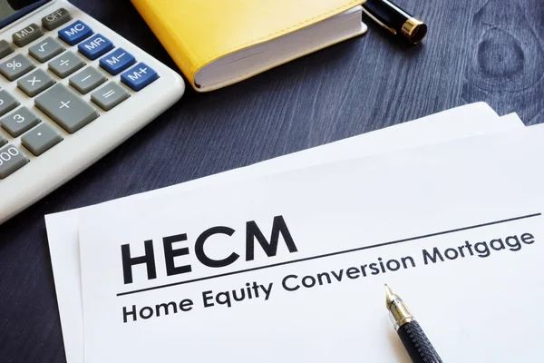 Home Equity Conversione Ipoteca Hecm Una Scrivania — Foto Stock