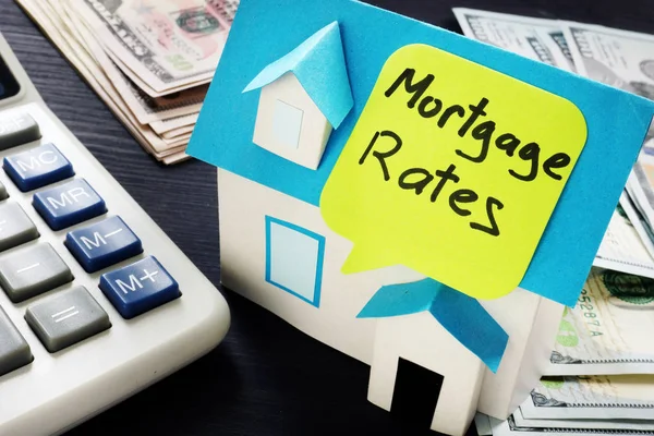 Mortgage Rates Written Model House — Stock Photo, Image