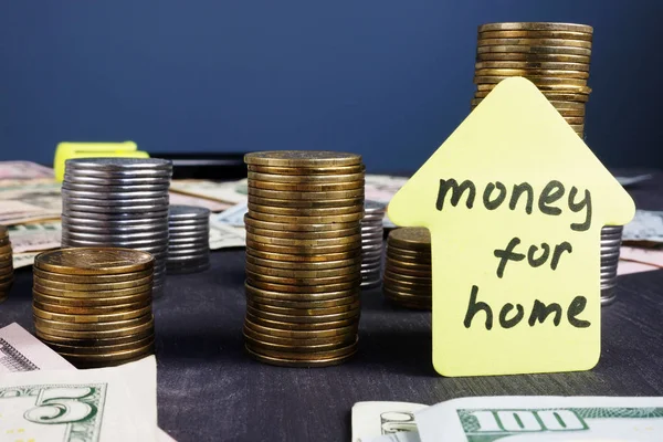 Money Home Stacks Coins Mortgage Loan — Stock Photo, Image