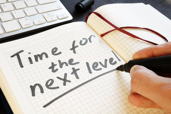 Man Writing Time Next Level Motivation — Stock Photo, Image