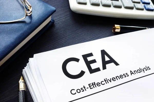 Cost Effectiveness Analysis CEA report on a desk.