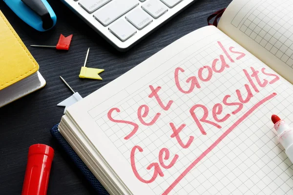 Set Goals Get Results Written Note Motivation — Stock Photo, Image