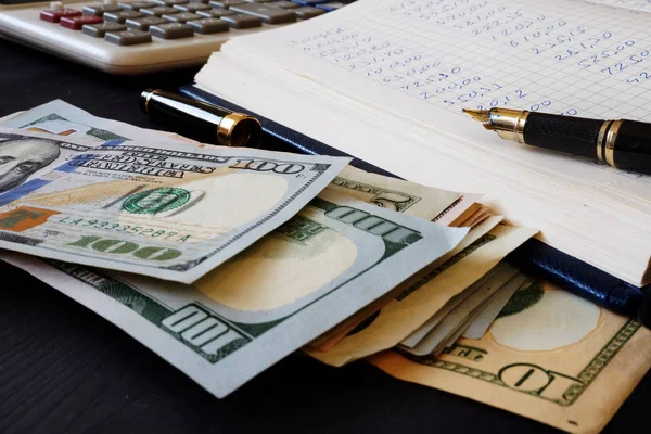 Ledger Calculator Dollar Banknotes Bookkeeping — Stock Photo, Image