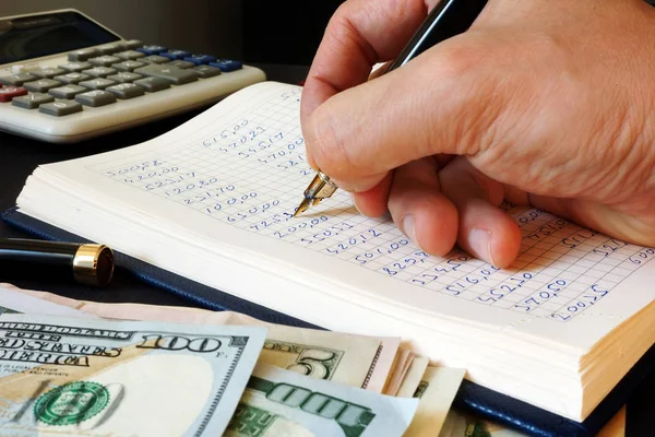 Boekhouder Financieel Verslag Schrijven Boekhouding Boek — Stockfoto