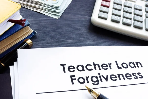 Teacher Loan Forgiveness Documents Table — Stock Photo, Image