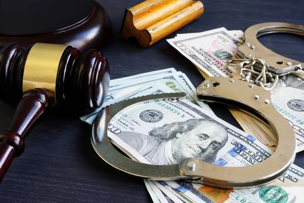 Bail Bond Corruption Gavel Handcuffs Money — Stock Photo, Image