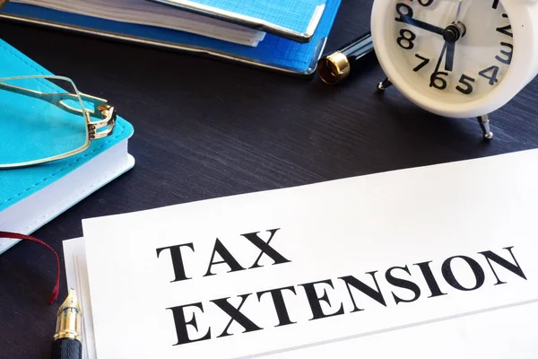 Tax Extension Folder Documents Clock — Stock Photo, Image