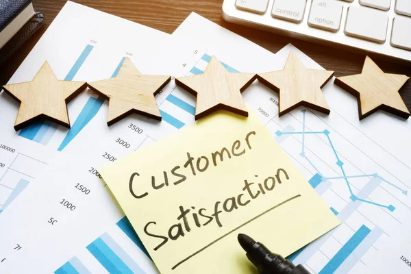 Five Stars Customer Satisfaction Documents Desk — Stock Photo, Image