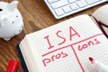 ISA Individual Savings Account pros and cons in the note pad.