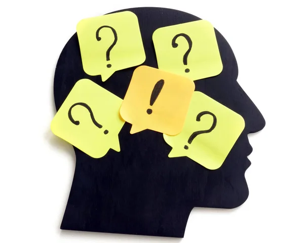 Uncertainty Thoughts Creativity Head Shape Question Marks — 图库照片