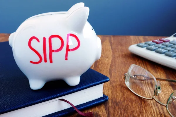 Sipp Zelf Geïnvesteerd Persoonlijke Pension Geschreven Een Piggy Bank — Stockfoto