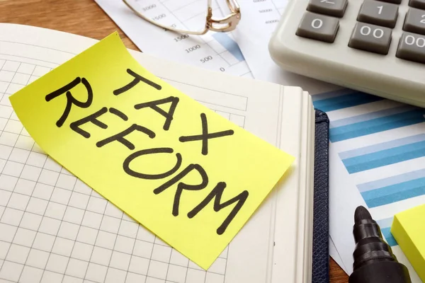 Податкова Реформа Бізнес Документи Нотатки Калькулятор — стокове фото