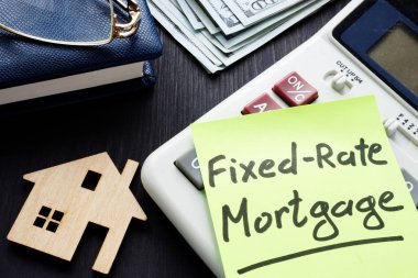 Fixed rate mortgage frm written on a piece of paper. clipart