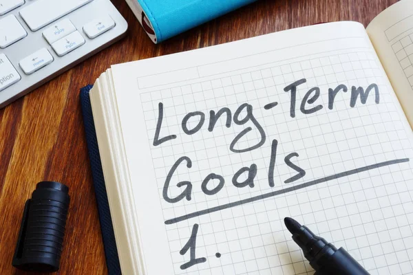 Lista de metas de longo prazo na nota . — Fotografia de Stock