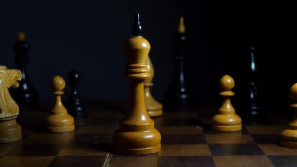 Šachovnice Kousky Bílý Král Centru — Stock video