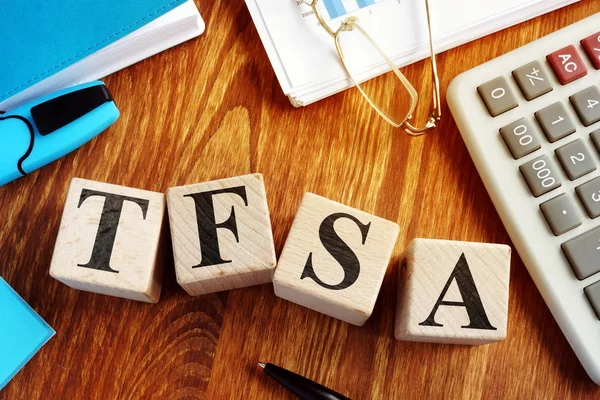 Tax Free Savings Account - TFSA from wooden cubes. — Stock Photo, Image