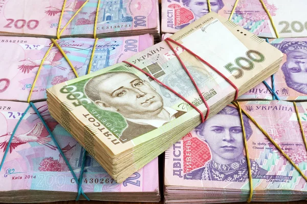 ウクライナフリヴニャウア紙幣のスタック.ウクライナのお金. — ストック写真