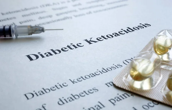 Diagnostic Acidocétose diabétique dka et seringue . — Photo