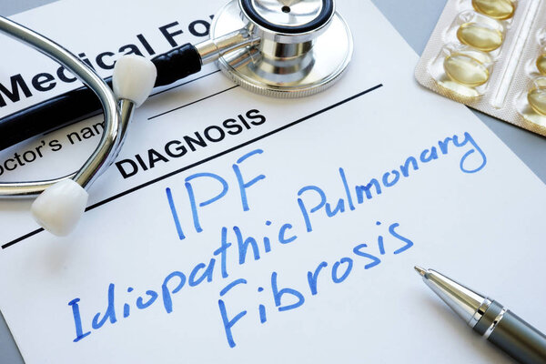 Medical form and diagnosis IPF idiopathic pulmonary fibrosis.