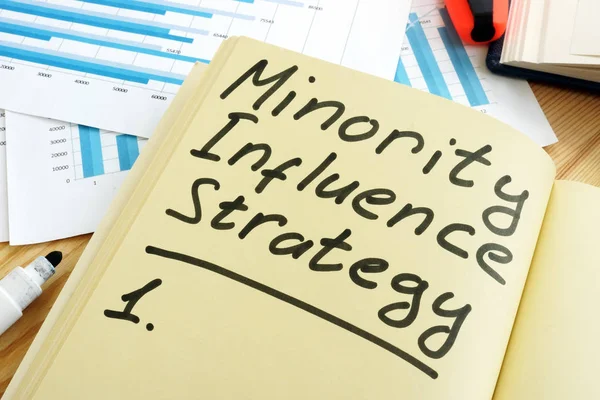 Minority Influence Strategy sign and working papers.