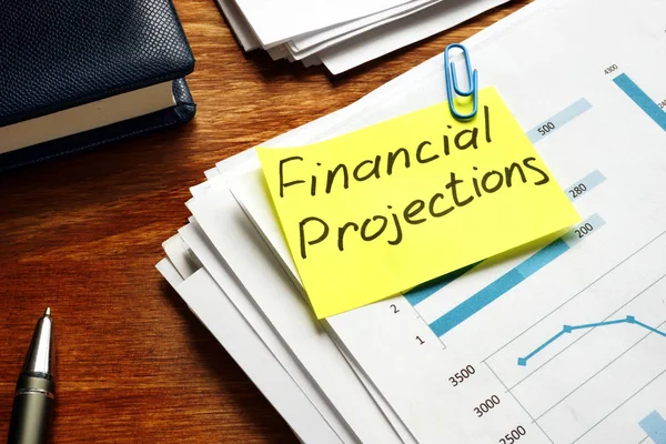 Financial Projections label on a pile of business documents. — Stock Photo, Image
