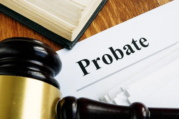 Probate sign, stack of papers and gavel. — Stock Photo, Image