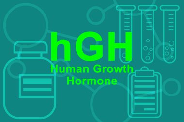 İnsan büyüme hormonu işaretleri ve tıbbi test tüpleri.