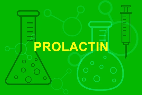 PRL Prolactin знак с медицинскими стаканами и шприцем . — стоковое фото