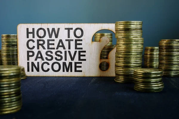 Як створити знак пасивного доходу і монети . — стокове фото