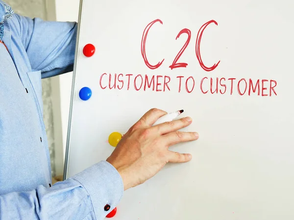 Manager shows Customer to Customer C2C business model. — Stock Photo, Image