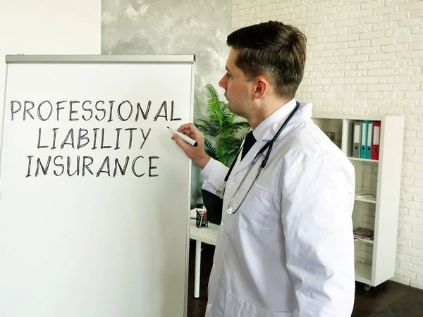 Professional liability insurance PLI. The doctor at the whiteboard.