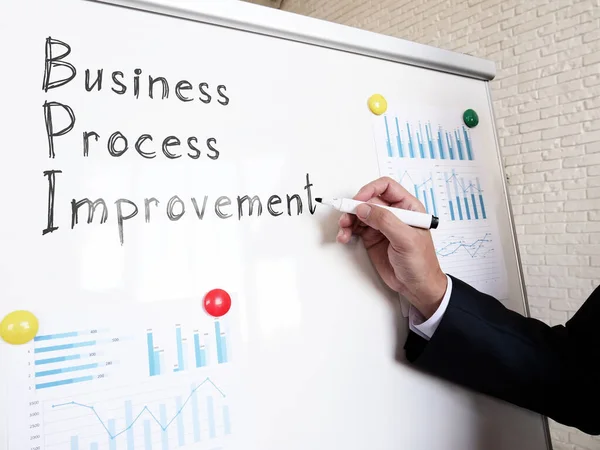 Business Process Improvement διευθυντής BPI γράφει σε λευκό πίνακα. — Φωτογραφία Αρχείου