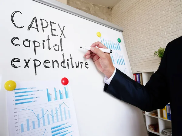 CAPEX capital expenditure written by a financial advisor. — Stock Photo, Image