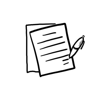 El çizimi iş sözleşmesi illüstrasyon vektörü izole çizgi film