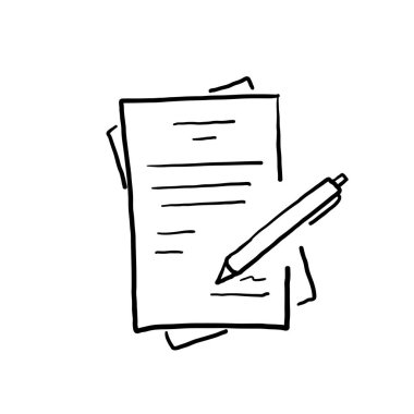 El çizimi iş sözleşmesi illüstrasyon vektörü izole çizgi film