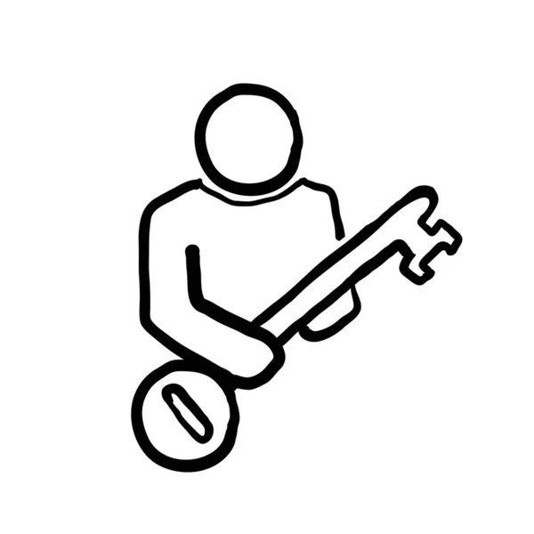 Hand Drawn Person Holding Key Symbol Key Employee Illustration Doodle — Stock Vector