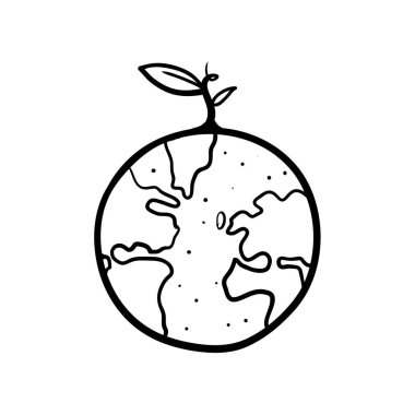Eko çevre çizgi filmi için tohum tohumu sembolüyle el çizimi karalama.