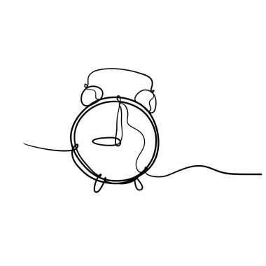 Sabah ya da akşam 9 'da el yapımı alarmlı saat beyaz arkaplana minimalist tasarım çizer. karala